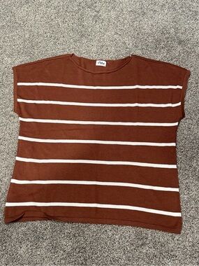 Pulse Brand Brown and White Striped Knit Top size XL
